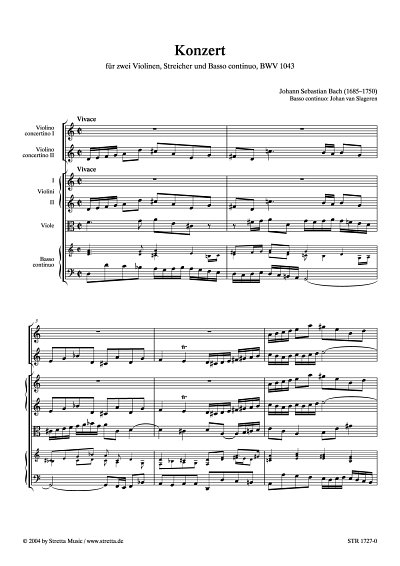 DL: J.S. Bach: Konzert d-Moll BWV 1043 / fuer zwei Violinen,