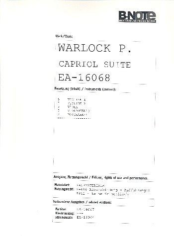 W.P. (1894-1930): Capriol Suite für Streichor, Stro (Stsatz)