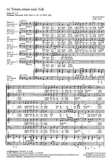 H. Schütz: Tröstet, tröstet mein Volk dorisch SWV 382 (op. 11, 14) (1648)