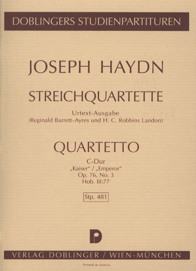J. Haydn: Quartett C-Dur Op 76/3 Hob 3/77 (Kaiser)