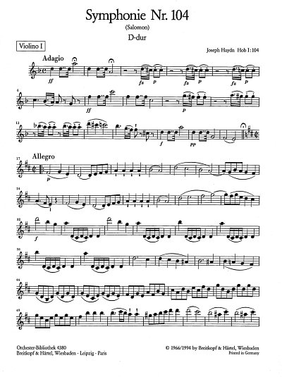 J. Haydn: Symphonie D-Dur Hob I:104, Sinfo (Vl1)