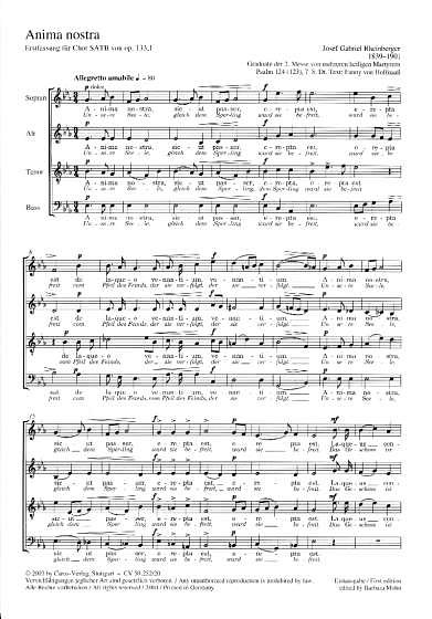 J. Rheinberger: Anima nostra op. 133 Nr. 1; aus: Vier Motett