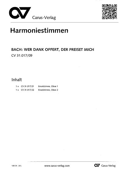 J.S. Bach: Wer Dank opfert, der preiset, 4GesGchOrchO (HARM)