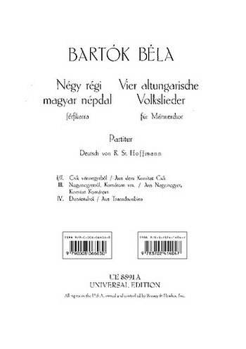 B. Bartók: 4 altungarische Volkslieder , Mch4 (Chpa)