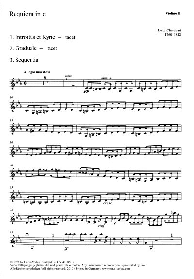 L. Cherubini: Requiem in c, GchOrch (Vl2)