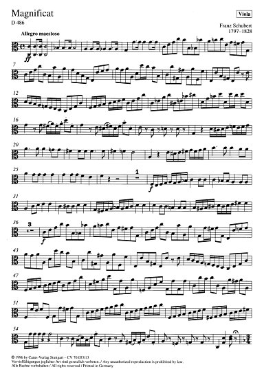 F. Schubert: Magnificat in C D 486 / Einzelstimme Va.