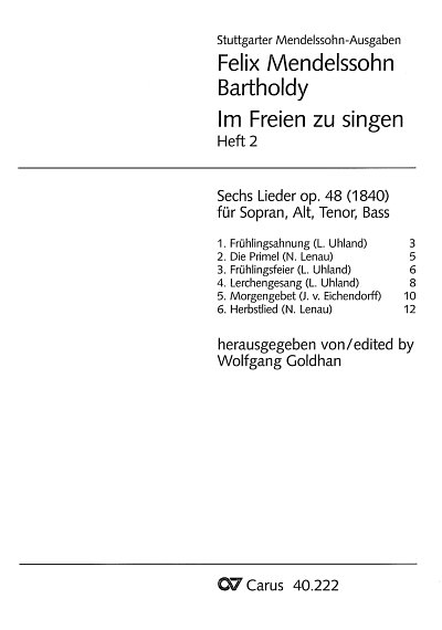 F. Mendelssohn Bartholdy: Im Freien zu singen Band 2 op.48