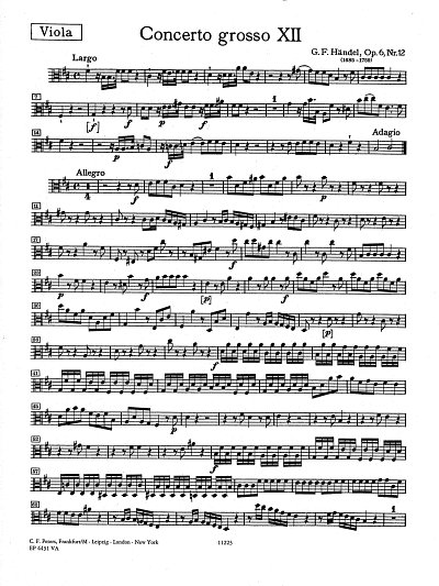 G.F. Haendel: Concerto grosso fuer Streicher und , StrBC (Vl