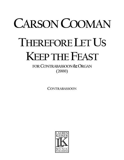 C. Cooman: Therefore Let Us Keep the Feast (Stsatz)