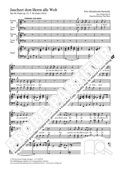 F. Mendelssohn Bartholdy et al.: Jauchzet dem Herrn alle Welt G-Dur (1843)