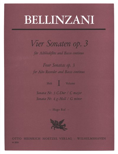 Bellinzani Paolo Benedetto: Sonaten Op 3/3 + 3/4 Band 1