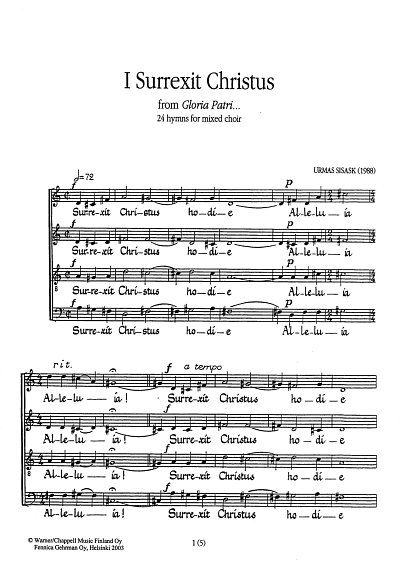 U. Sisask: Gloria Patri Opus 17/2 Omnis Una, Ch (Chpa)