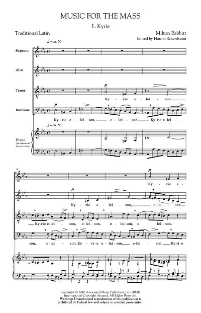 M. Babbitt: Music for the Mass, GchKlav (Part.)