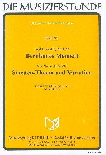 L. Boccherini: Berühmtes Menuett / Sonaten-Th, 3Klar (Pa+St)