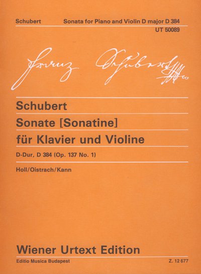 F. Schubert: Sonate D-dur op. 137/1 D 384, VlKlav (KlavpaSt)