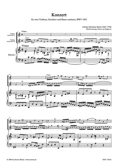 DL: J.S. Bach: Konzert d-Moll BWV 1043 / fuer zwei Violinen,
