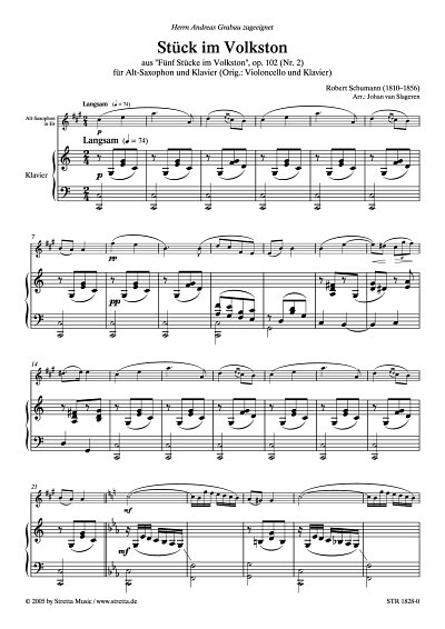 DL: R. Schumann: Stueck im Volkston Nr. 2, aus 