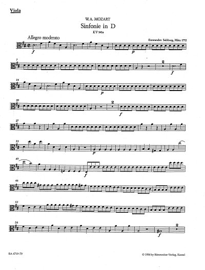 W.A. Mozart: Sinfonie D-Dur KV 141a (161), Sinfo (Vla)