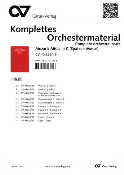 W.A. Mozart: Missa in C KV 220 (196b), 4GesGchOrch (Stsatz)