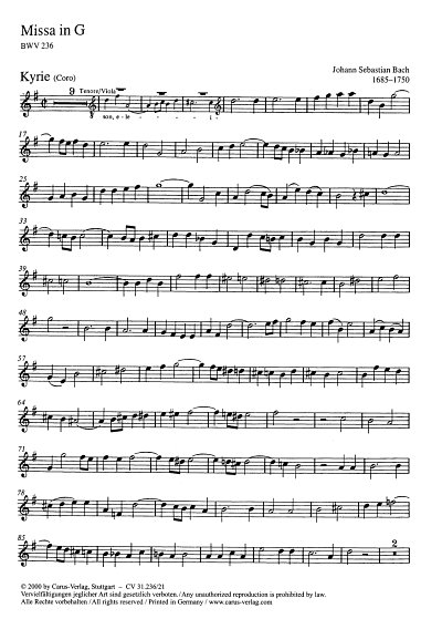 J.S. Bach: Missa in G G-Dur BWV 236 (1742 (terminus ante quem)