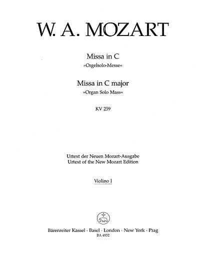 W.A. Mozart: Missa Brevis C-Dur Kv 259 (Orgelsolomesse)