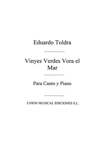 Vinyes Verdes Vora El Mar for Voice and Piano