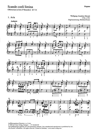 W.A. Mozart: Scande coeli limina C-Dur KV 34 (1766/76 (?)