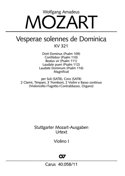 W.A. Mozart: Vesperae solennes de Domini, 4GesGchOrcBc (Vl1)