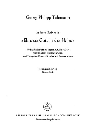 G.P. Telemann: Ehre sei Gott in der Höhe (Part.)