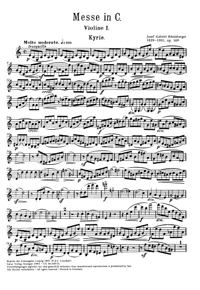 J. Rheinberger: Missa in C op. 169 / Einzelstimme Vl. 1