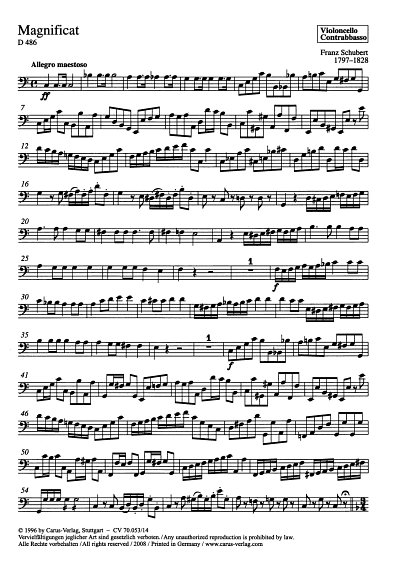 F. Schubert: Magnificat in C D 486 / Einzelstimme Vc. (Kb.)