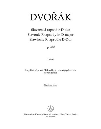 A. Dvorak: Slawische Rhapsodie Nr. 1 D-Dur op, SinfOrch (KB)