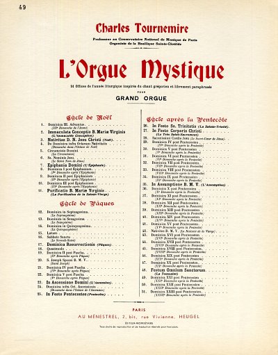 C. Tournemire: L'Orgue mystique Vol.49, Org