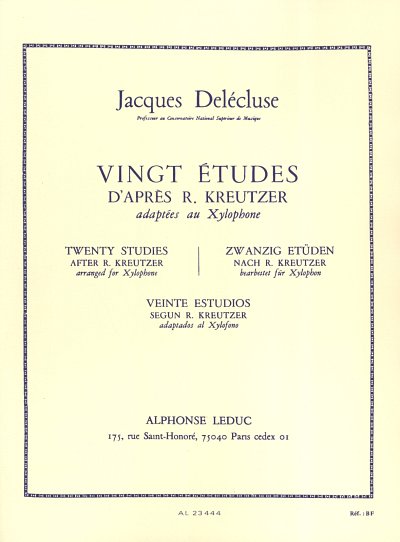 J. Delécluse: 20 Etudes d'après Kreutzer adapt., Xyl (Part.)