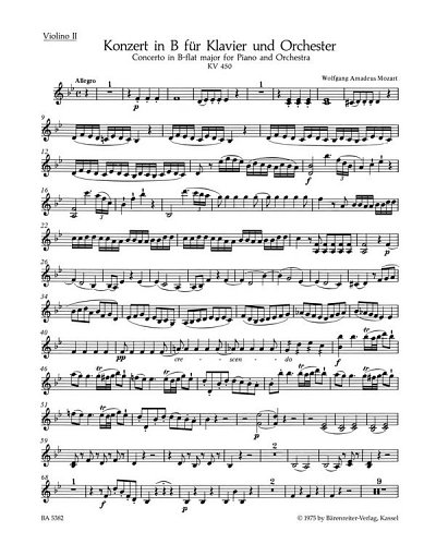W.A. Mozart: Konzert Nr. 15 B-Dur KV 450, KlavOrch (Vl2)