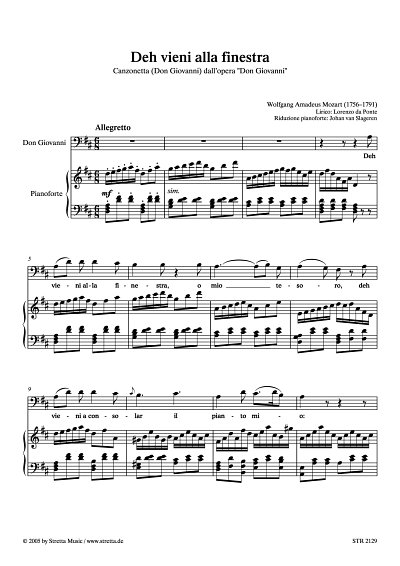 DL: W.A. Mozart: Deh vieni alla finestra Canzonetta (Don Gio