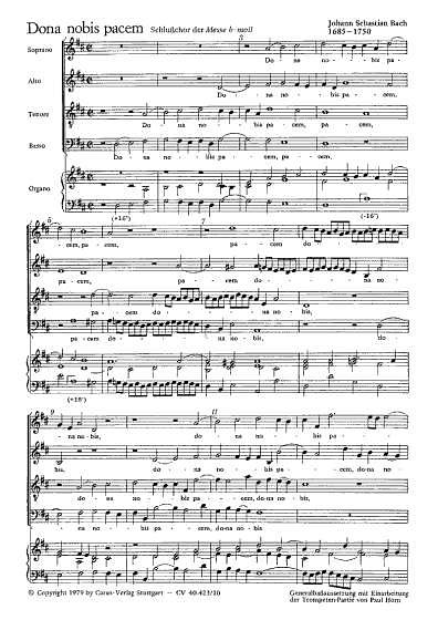 J.S. Bach: Dona nobis pacem D-Dur BWV 232,2, Gch5Org (Part.)