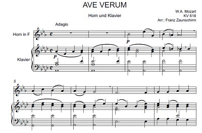 DL: W.A. Mozart: Ave verum corpus, HrnKlav (Par2St)