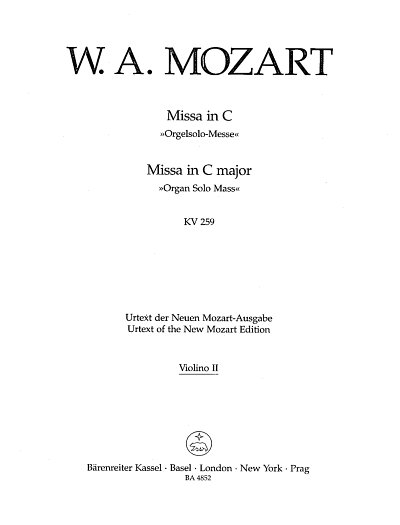 W.A. Mozart: Missa in C, 4GesGchOrch (Vl2)