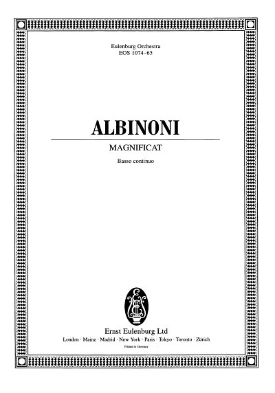 T. Albinoni: Magnificat, 4GsGchVBc;cp (Bc)