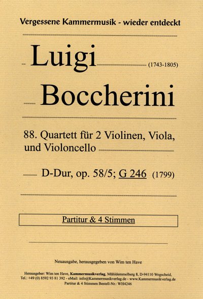 L. Boccherini: Quartett D-Dur Nr.88 op.58,5, 2VlVaVc (Pa+St)