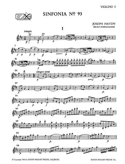 J. Haydn: Sinfonia Nr. 93 Hob. I:93, Sinfo (Vl1)