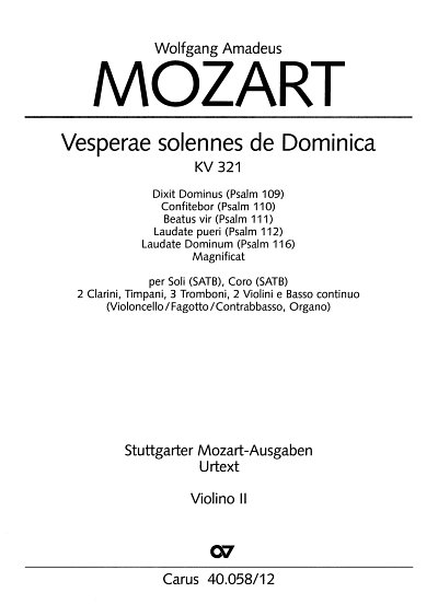 W.A. Mozart: Vesperae solennes de Domini, 4GesGchOrcBc (Vl2)