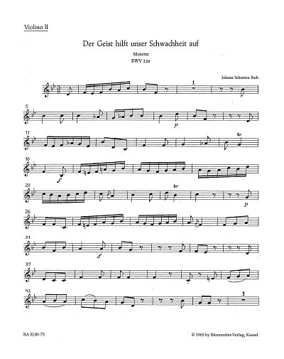 J.S. Bach: Der Geist hilft unser Schwachhe, Gch8OrchBc (Vl2)