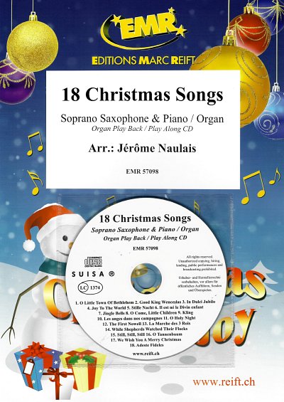 J. Naulais: 18 Christmas Songs, SsaxKlav/Org (+CD)