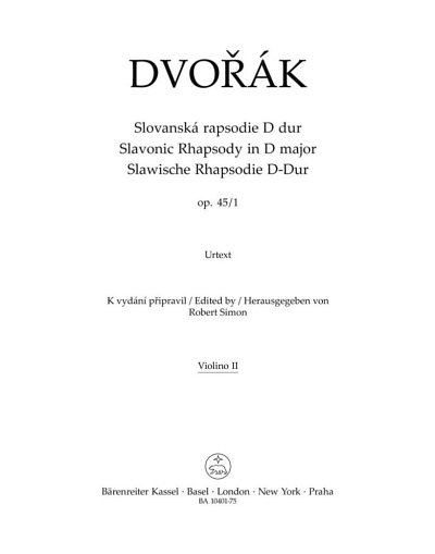 A. Dvorak: Slawische Rhapsodie Nr. 1 D-Dur o, SinfOrch (Vl2)