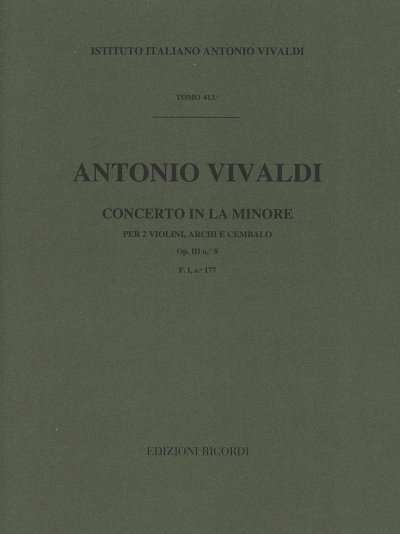 A. Vivaldi: Concerto Per Violino, Archi E BC: La Min (Part.)