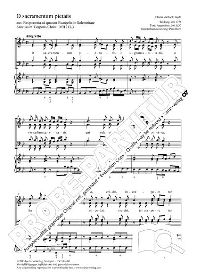 M. Haydn y otros.: O sacramentum pietatis B-Dur MH 213,3 (1775)