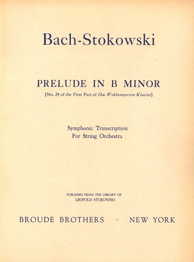 J.S. Bach: Prelude in B minor, Stro (Part.)