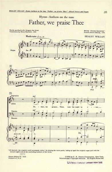 J.H. Willan et al.: Hymn-Anthem on the tune "Father, we praise Thee" (franz. Melodie "Christe Sanctorum" von 1782)